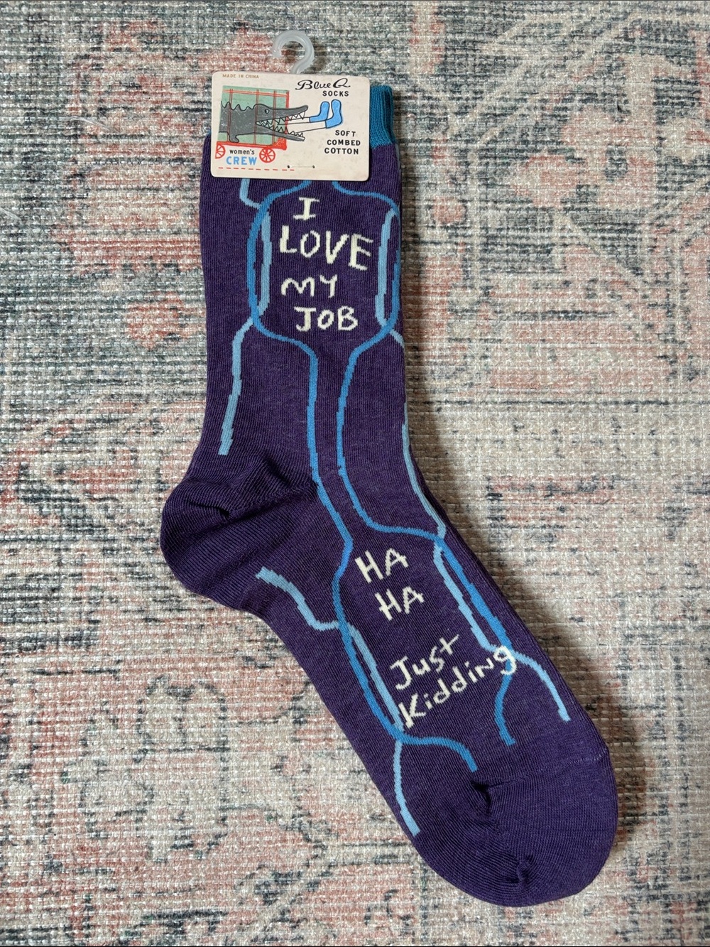 Blue Q Purple Crew Socks